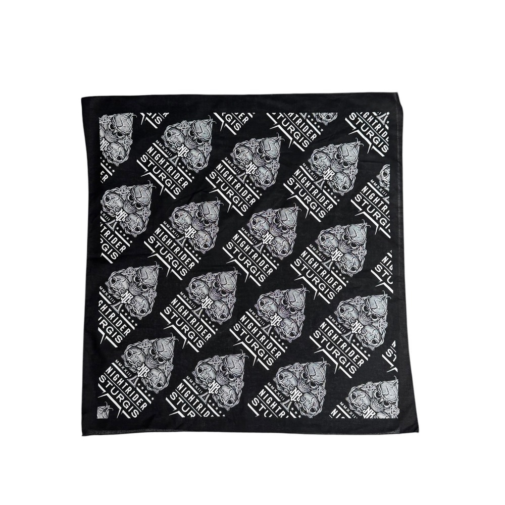NightRider Jewelry Sturgis 2023 Black Skull Spade Unisex Bandana Scarf